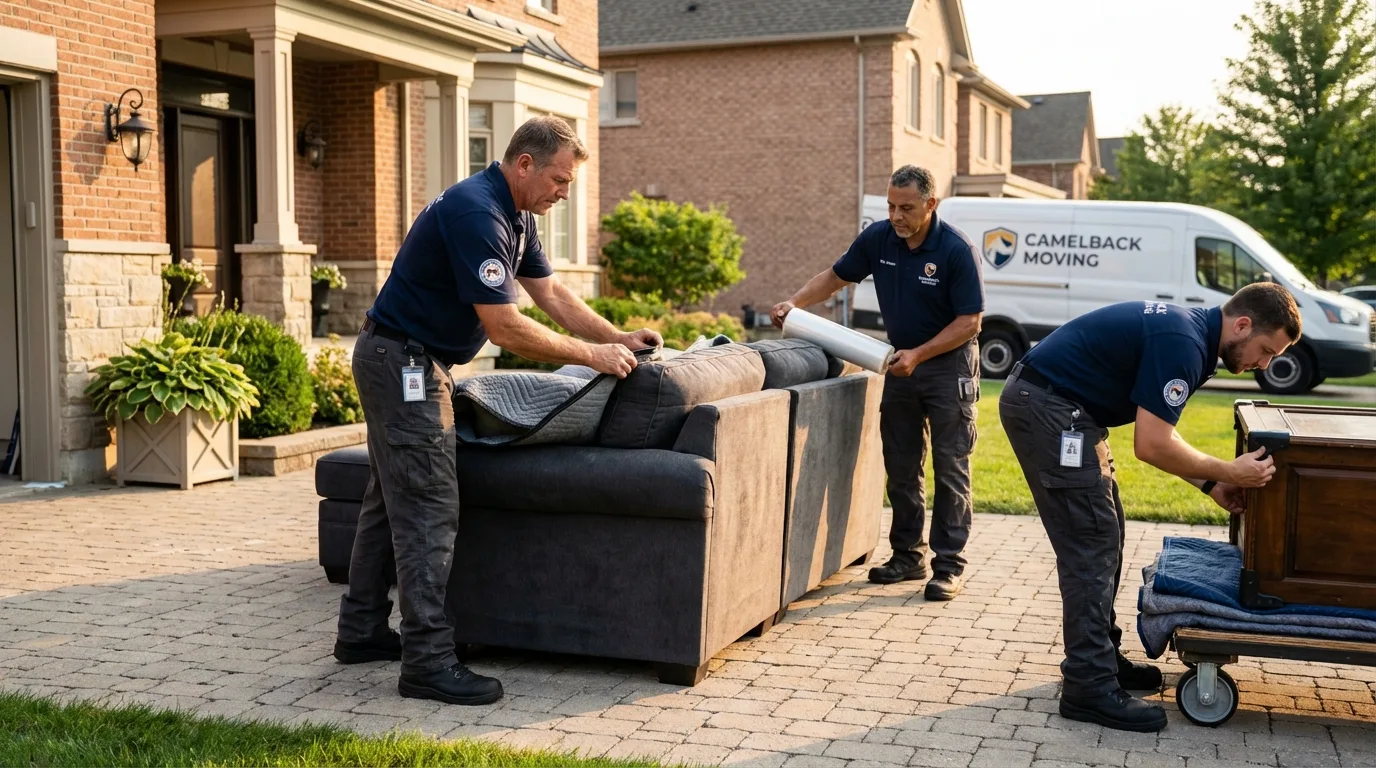 Large estate moving crew wrapping furniture in Netcong, NJ
