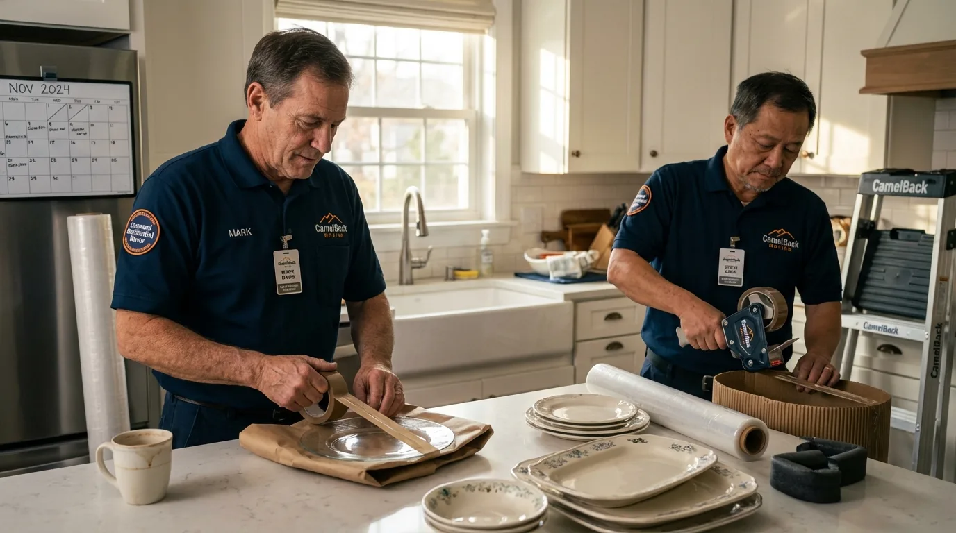 Professional crew packing kitchen dishware in Netcong, NJ